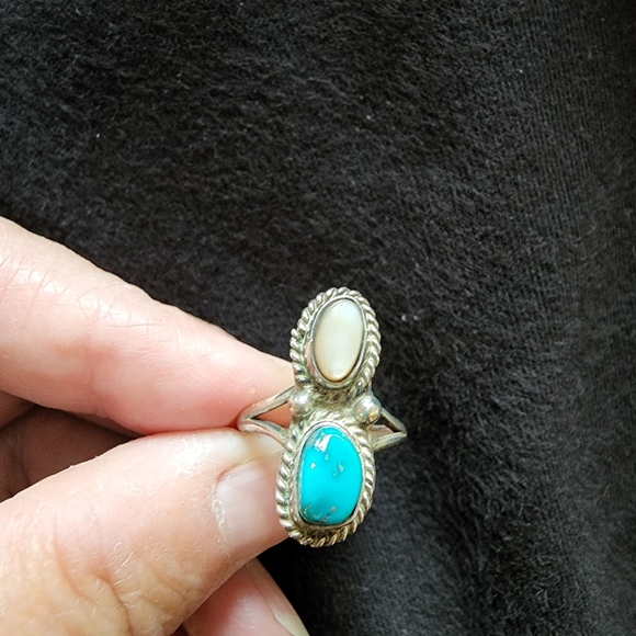 Nice vintage silver turquoise ring - Picture 6 of 8
